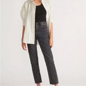 EVERLANE The ’90s Cheeky Jean Organic Cotton Button Fly Washed Black Sz 24 Ankle